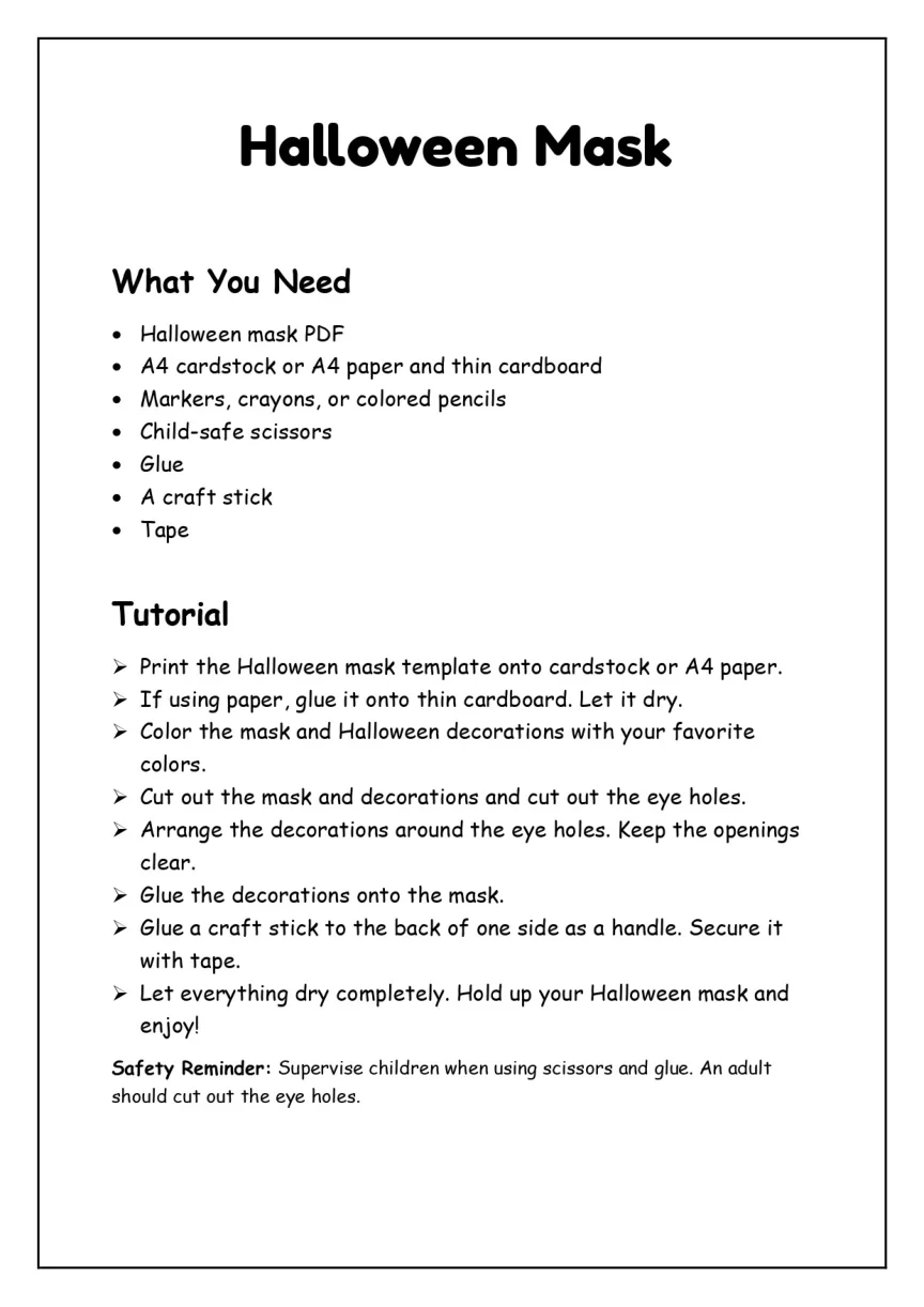 Halloween mask printable PDF — page 11 of 11
